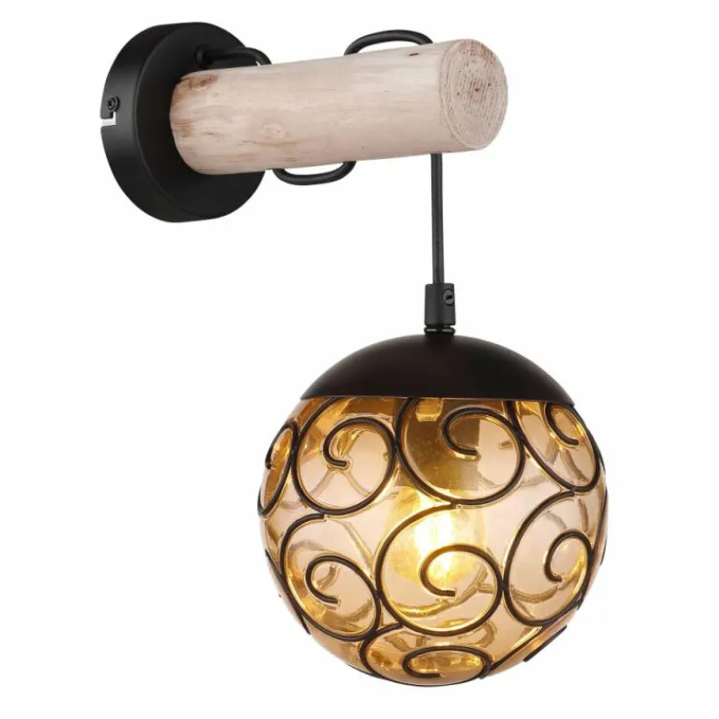 Lampes En Bois-Luminaires Globo Lighting Applique murale Globo MAXI Écru, Noir, 1 lumière