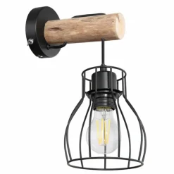 Luminaires Scandinaves-Luminaires Globo Lighting Applique murale Globo MINA Bois clair, Noir, 1 lumière