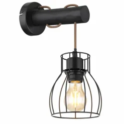 Lampes En Bois-Luminaires Globo Lighting Applique murale Globo MINA Noir, 1 lumière