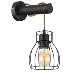 Lampes En Bois-Luminaires Globo Lighting Applique murale Globo MINA Noir, 1 lumière