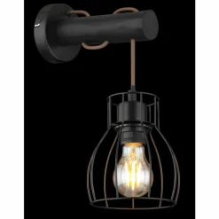 Lampes En Bois-Luminaires Globo Lighting Applique murale Globo MINA Noir, 1 lumière