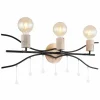 Lampes En Bois-Luminaires Globo Lighting Applique murale Globo NOLE Bois clair, Noir, 3 lumières