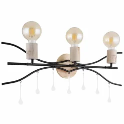 Lampes En Bois-Luminaires Globo Lighting Applique murale Globo NOLE Bois clair, Noir, 3 lumières