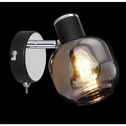 Suspension Verre Fumé-Luminaires Globo Lighting Applique murale Globo ORNELA Noir, 1 lumière