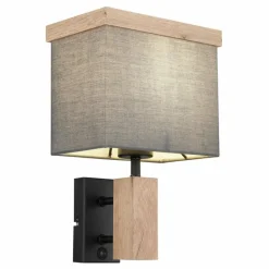 Lampes En Tissu-Luminaires Globo Lighting Applique murale Globo OSSI Couleur bois, Noir, 1 lumière