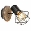 Lampes En Bois-Luminaires Globo Lighting Applique murale Globo PRISKA Couleur bois, Noir, 1 lumière
