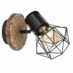 Lampes En Bois-Luminaires Globo Lighting Applique murale Globo PRISKA Couleur bois, Noir, 1 lumière