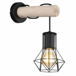 Lampes En Bois-Luminaires Globo Lighting Applique murale Globo PRISKA Écru, Noir, 1 lumière
