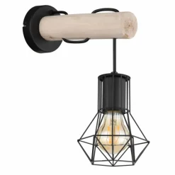 Lampes En Bois-Luminaires Globo Lighting Applique murale Globo PRISKA Écru, Noir, 1 lumière