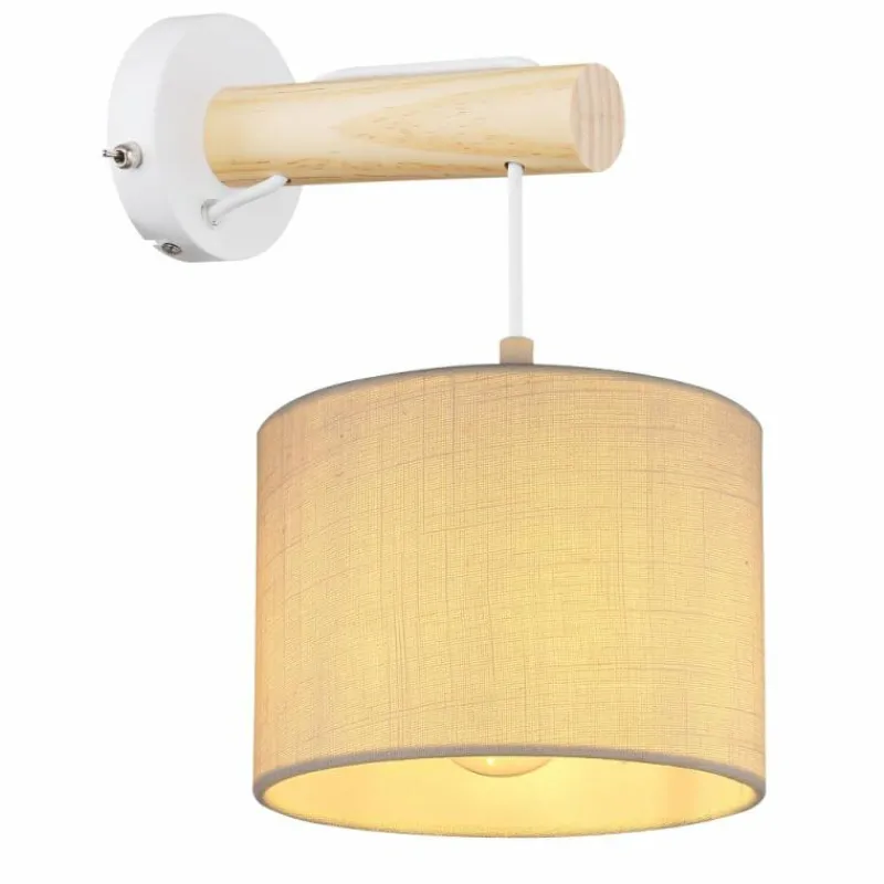 Lampes En Tissu-Luminaires Globo Lighting Applique murale Globo RAFA Brun, Blanc, 1 lumière