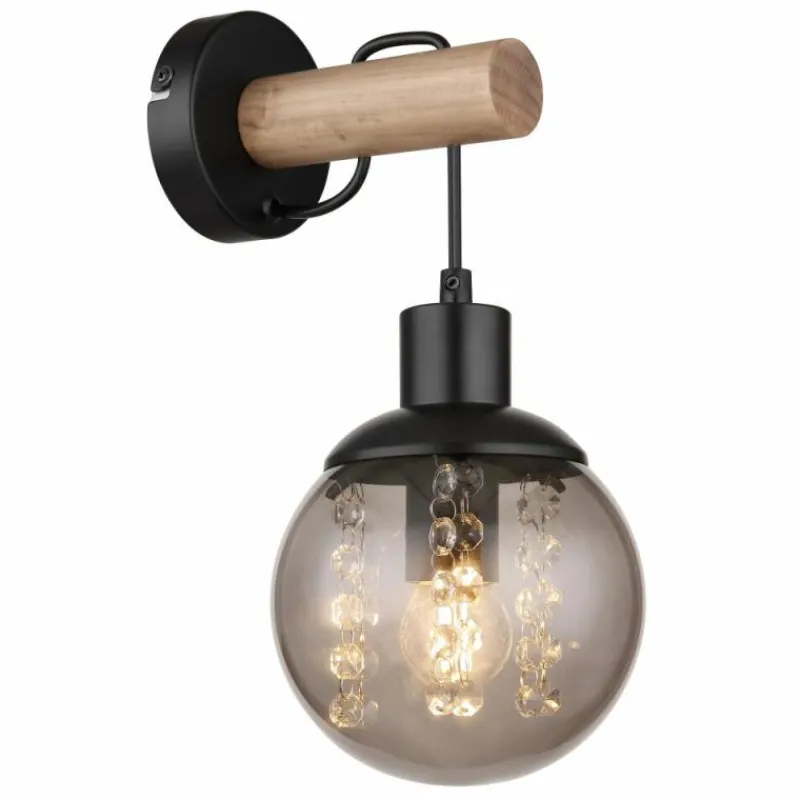 Suspension Verre Fumé-Luminaires Globo Lighting Applique murale Globo RICHARD Écru, Noir, 1 lumière