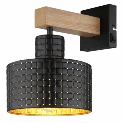 Lampes En Bois-Luminaires Globo Lighting Applique murale Globo RIELLY Couleur bois, Noir, 1 lumière