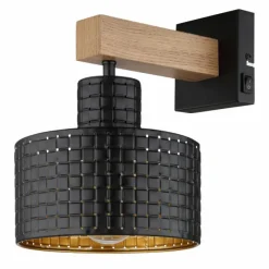 Lampes En Bois-Luminaires Globo Lighting Applique murale Globo RIELLY Couleur bois, Noir, 1 lumière