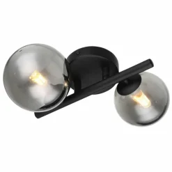 Suspension Verre Fumé-Luminaires Globo Lighting Applique murale Globo RIHA LED Noir, 2 lumières