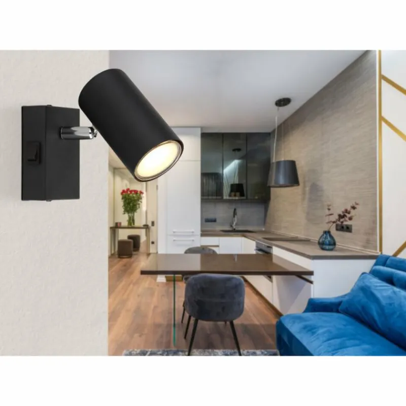 Luminaires Globo Lighting Applique murale Globo ROBBY Noir, 1 lumière* Spots Et Projecteurs