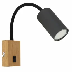 Lampes En Bois-Luminaires Globo Lighting Applique murale Globo ROBBY Couleur bois, Noir, 1 lumière