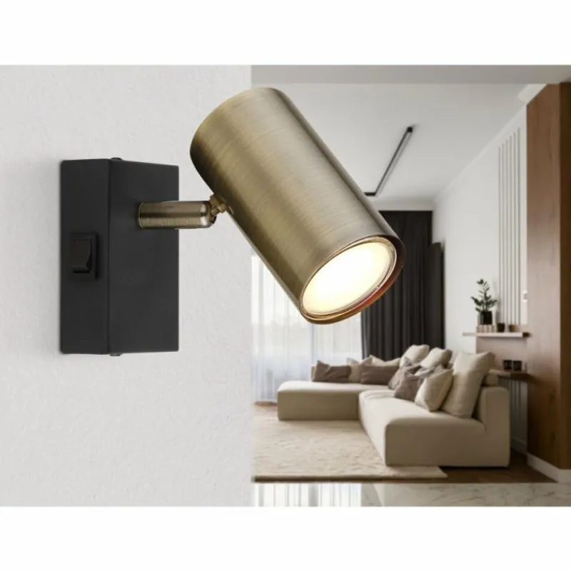 Luminaires Globo Lighting Applique murale Globo ROBBY Noir, 1 lumière* Spots Et Projecteurs