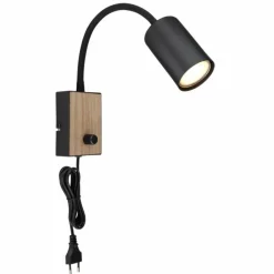 Lampes En Bois-Luminaires Globo Lighting Applique murale Globo ROBBY Couleur bois, Noir, 1 lumière