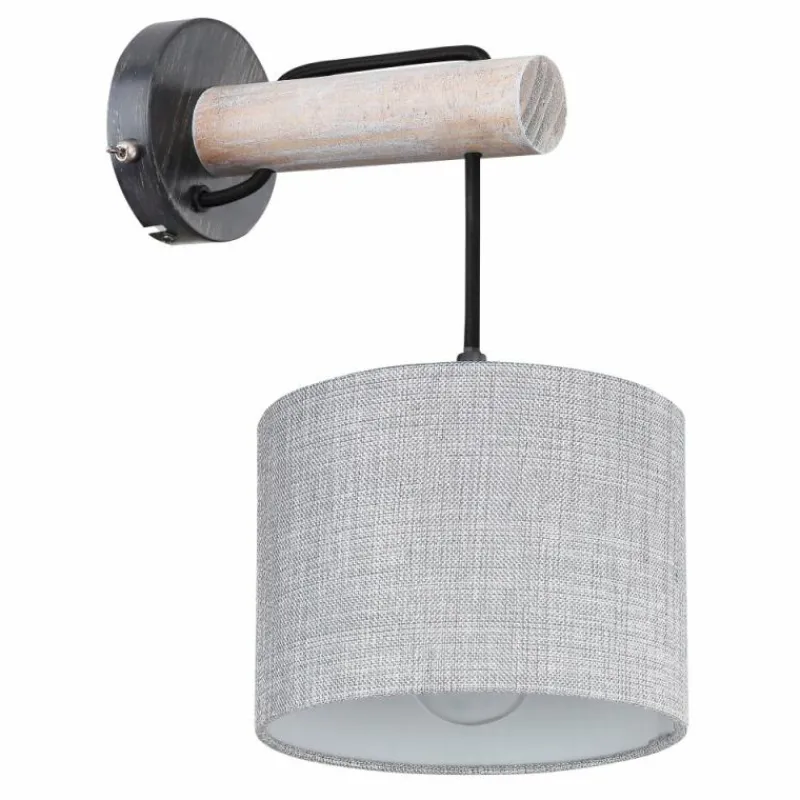 Lampes En Tissu-Luminaires Globo Lighting Applique murale Globo ROGER Gris, Noir, 1 lumière