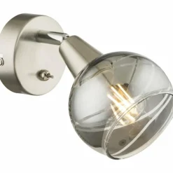 Suspension Verre Fumé-Luminaires Globo Lighting Applique murale Globo ROMAN LED Nickel mat, 1 lumière