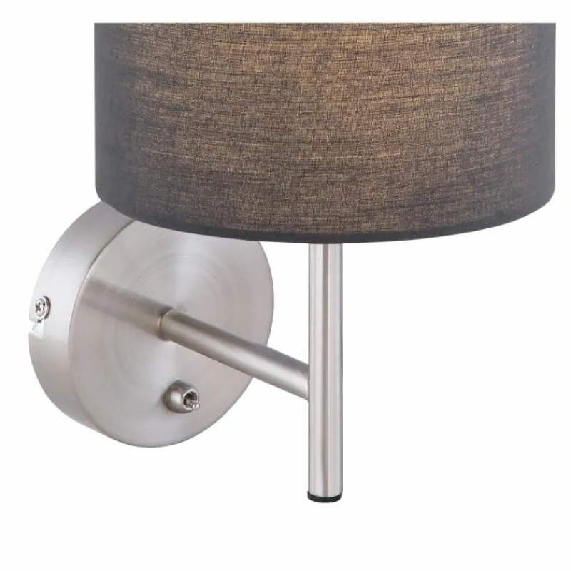 Lampes En Tissu-Luminaires Globo Lighting Applique murale Globo SANNA Nickel mat, 1 lumière