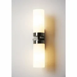 Luminaires Globo Lighting Applique murale Globo SPACE Chrome, Acier inoxydable, Nickel mat, Blanc, 2 lumières