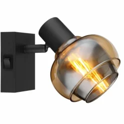 Suspension Verre Fumé-Luminaires Globo Lighting Applique murale Globo TOKKI Noir, 1 lumière