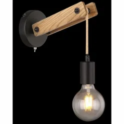 Lampes En Tissu-Luminaires Globo Lighting Applique murale Globo VISSO Brun, Noir, 1 lumière