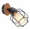 Lampes Vintages & Rétros-Luminaires Globo Lighting Applique murale Globo WILLA Bois foncé, Noir, 1 lumière