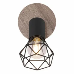 Lampes En Bois-Luminaires Globo Lighting Applique murale Globo XARA Couleur bois, Noir, 1 lumière