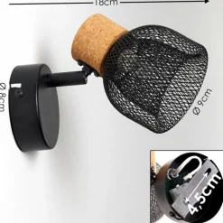 Lampes En Bois-hofstein Applique murale Grongroft Bois clair, Noir, 1 lumière