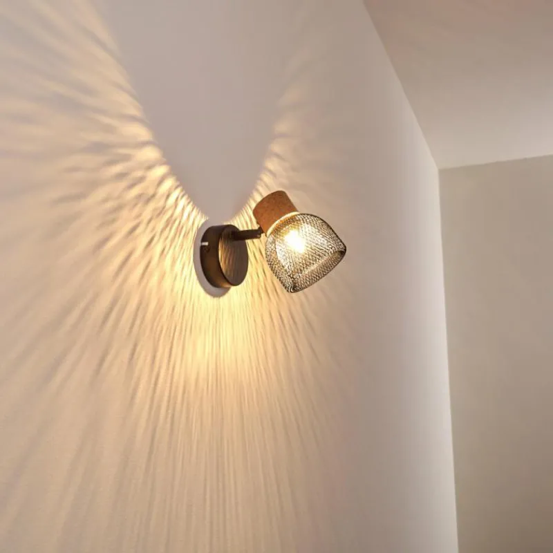 Lampes En Bois-hofstein Applique murale Grongroft Bois clair, Noir, 1 lumière