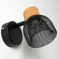 Lampes En Bois-hofstein Applique murale Grongroft Bois clair, Noir, 1 lumière