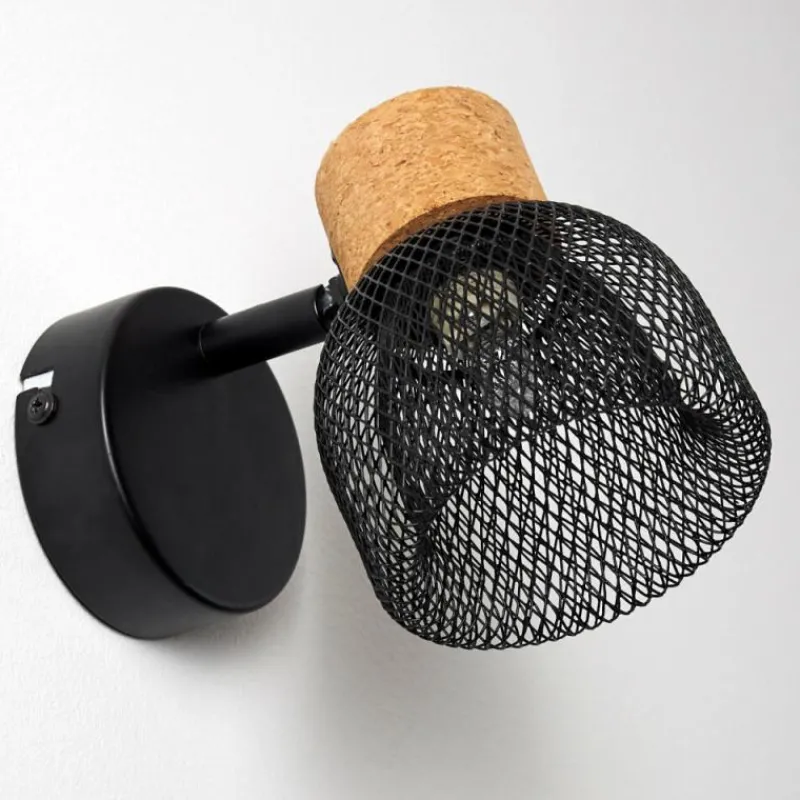 Lampes En Bois-hofstein Applique murale Grongroft Bois clair, Noir, 1 lumière