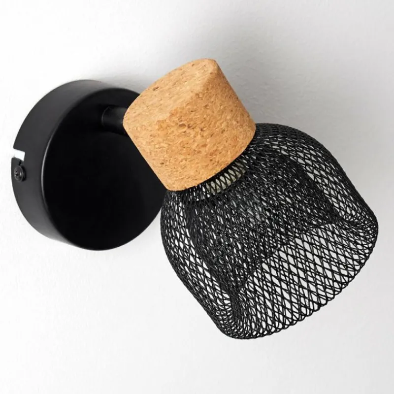 Lampes En Bois-hofstein Applique murale Grongroft Bois clair, Noir, 1 lumière