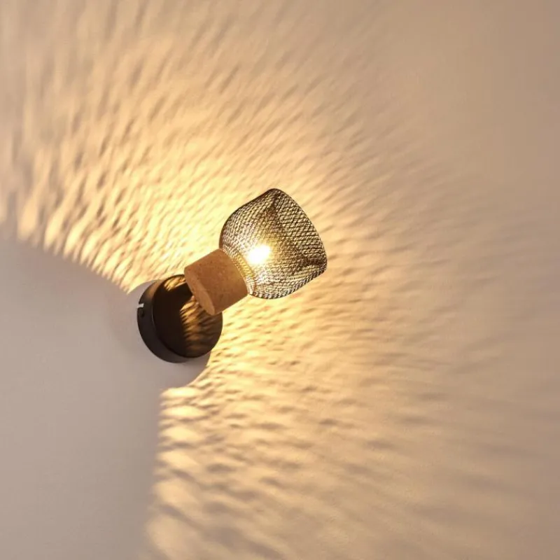 Lampes En Bois-hofstein Applique murale Grongroft Bois clair, Noir, 1 lumière