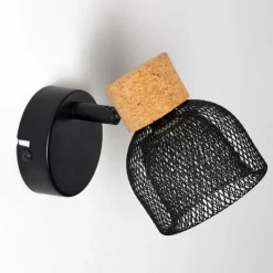 Lampes En Bois-hofstein Applique murale Grongroft Bois clair, Noir, 1 lumière