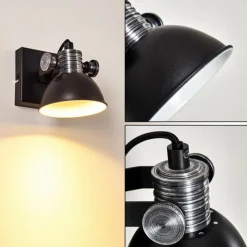 Lampes Industrielles-hofstein Applique murale Gudo Noir, Blanc, 1 lumière