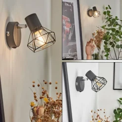 Lampes Vintages & Rétros-hofstein Applique murale Gullspang Anthracite, Chrome, 1 lumière