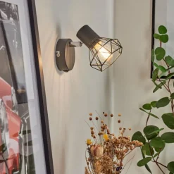 Lampes Vintages & Rétros-hofstein Applique murale Gullspang Anthracite, Chrome, 1 lumière