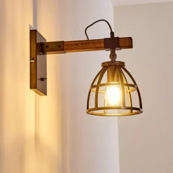 Luminaires Rustiques-hofstein Applique murale Haervej Bois foncé, Noir, 1 lumière