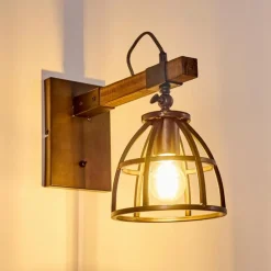 Luminaires Rustiques-hofstein Applique murale Haervej Bois foncé, Noir, 1 lumière