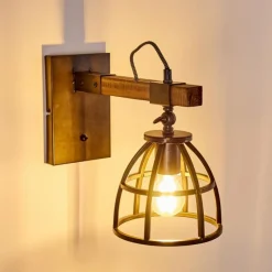 Luminaires Rustiques-hofstein Applique murale Haervej Bois foncé, Noir, 1 lumière