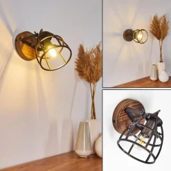 Lampes Industrielles-hofstein Applique murale Haervej Bois foncé, Noir, 1 lumière