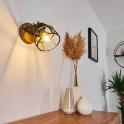 Lampes Industrielles-hofstein Applique murale Haervej Bois foncé, Noir, 1 lumière