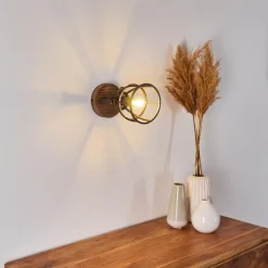 Lampes Industrielles-hofstein Applique murale Haervej Bois foncé, Noir, 1 lumière