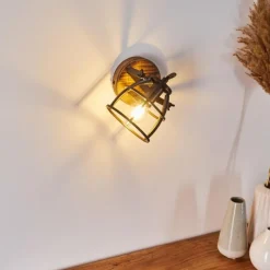 Lampes Industrielles-hofstein Applique murale Haervej Bois foncé, Noir, 1 lumière