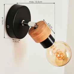 Lampes Industrielles-hofstein Applique murale Harran Chrome, Noir, 1 lumière