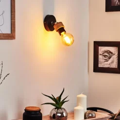 Lampes Industrielles-hofstein Applique murale Harran Chrome, Noir, 1 lumière