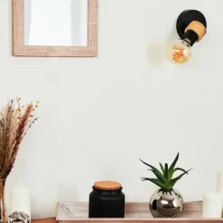 Lampes Industrielles-hofstein Applique murale Harran Chrome, Noir, 1 lumière